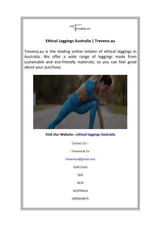 Ethical Leggings Australia  Trevena.au