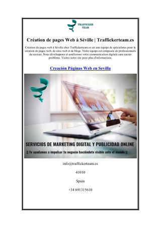 Création de pages Web à Séville  Traffickerteam.es