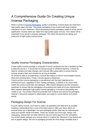 A Comprehensive Guide On Creating Unique Incense Packaging