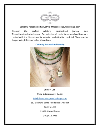 Celebrity Personalized Jewelry | Threesistersjewelrydesign.com