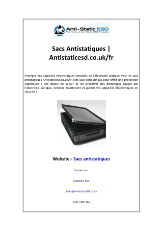 Sacs Antistatiques | Antistaticesd.co.uk/fr
