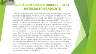 Easy method to fix QuickBooks Error 6000 77