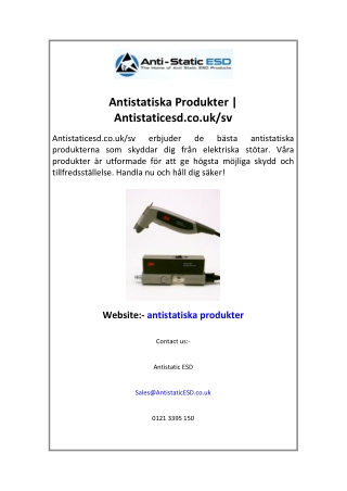 Antistatiska Produkter | Antistaticesd.co.uk/sv