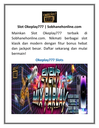 Slot Okeplay777 | Sobhanehonline.com