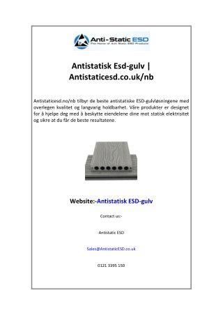 Antistatisk Esd-gulv | Antistaticesd.co.uk/nb