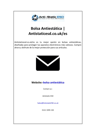 Bolsa Antiestática | Antistaticesd.co.uk/es