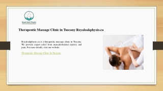 Therapeutic Massage Clinic in Tuscany Royaloakphysio.ca