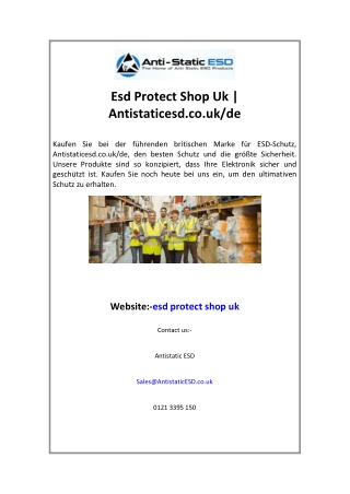 Esd Protect Shop Uk | Antistaticesd.co.uk/de
