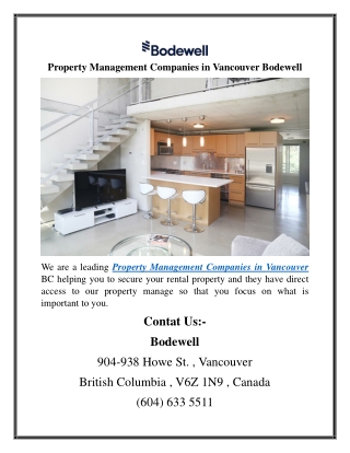 Property Management Companies in Vancouver Bodewell