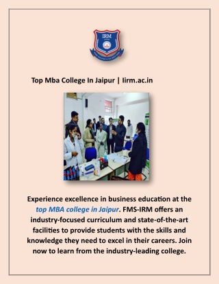 Top Mba College In Jaipur | Iirm.ac.in