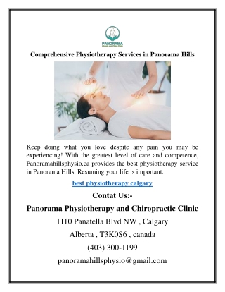 Comprehensive Physiotherapy Services in Panorama Hills