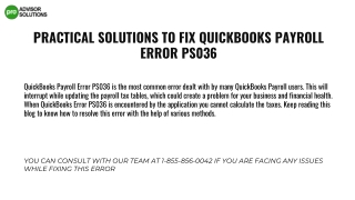 A quick method to easily troubleshoot QuickBooks Payroll Error PS036