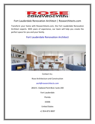 Fort Lauderdale Renovation Architect  Rosearchitects