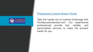 Professional Customs Broker Florida Floridacustomsbroker.com