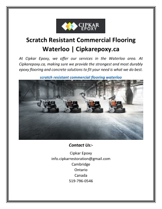 Scratch Resistant Commercial Flooring Waterloo  Cipkarepoxy.ca