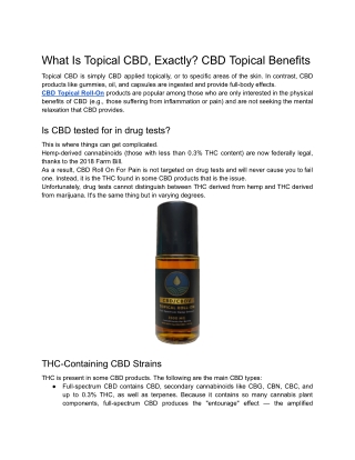 What Is Topical CBD, Exactly? CBD Topical Benefits