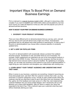Important Ways To Boost Print on Demand Business Earnings