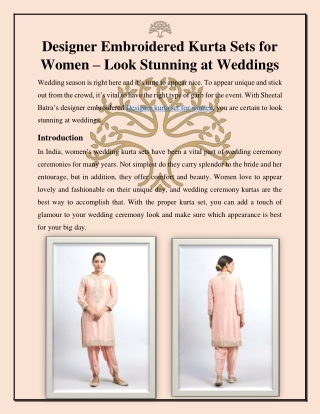 Designer Embroidered Kurta Sets for Women – Look Stunning at Weddings