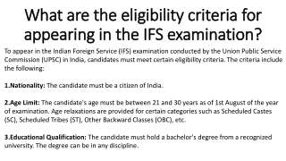 What are the eligibility criteria for appearing in the  ifs examination