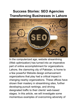 Success Stories_ SEO Agencies Transforming Businesses in Lahore