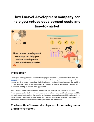 How Laravel development company can help you reduce development costs and time-t