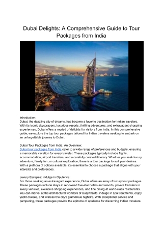 Dubai Delights_ A Comprehensive Guide to Tour Packages from India