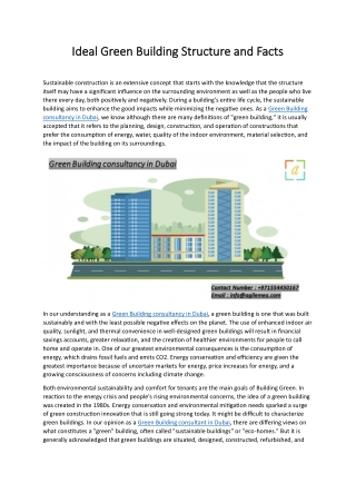 Ideal Green Building Structure and Facts