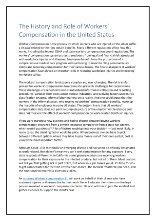 The History and Role of Workers’ Compensation in the United States