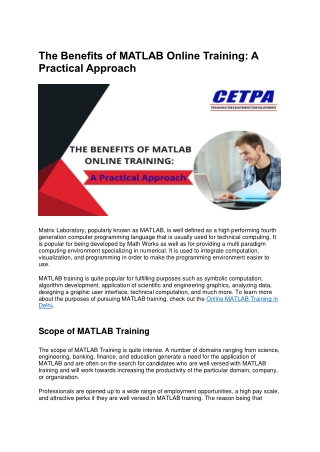 The Benefits of MATLAB Online Training