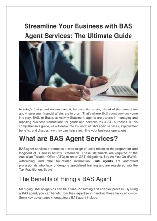 Streamline Your Business with BAS Agent Services The Ultimate Guide