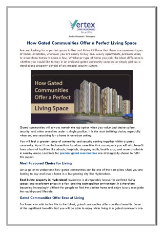 How Gated Communities Offer a Perfect Living Space