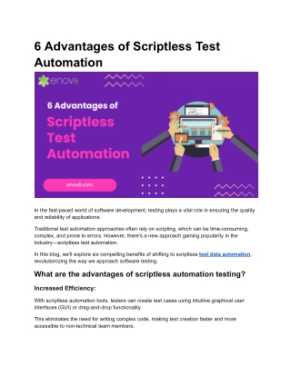 6 Advantages of Scriptless Test Automation