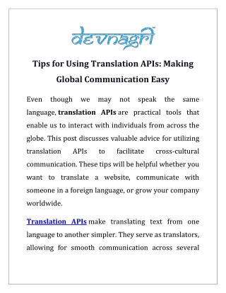 Tips for Using Translation APIs: Making Global Communication Easy