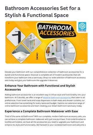 Bathroom Accessories Set for a Stylish & Functional Space