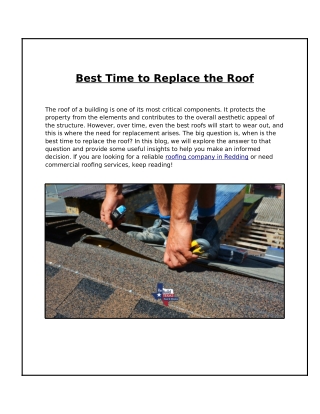 When is the Best Time to Replace the Roof?