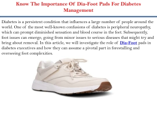 Know The Importance Of Dia-Foot Pads For Diabetes Management