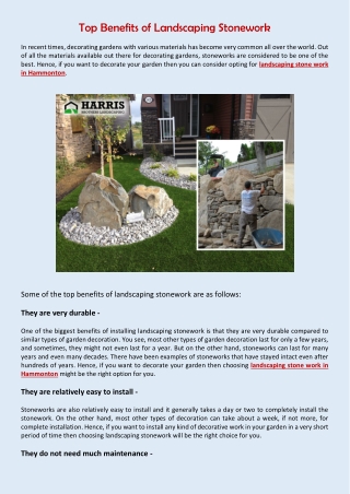 Top Benefits of Landscaping Stonework