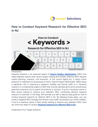 How to Conduct Keyword Research for Effective SEO in NJ
