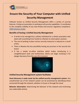 Ensure the Security of Your Computer with Unified Security Management