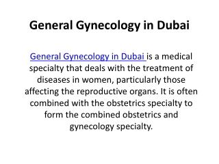 General Gynecology in Dubai and UAE