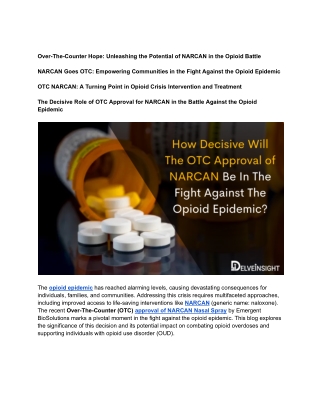 How Decisive Will The OTC Approval of NARCAN Be In The Fight Against The Opioid Epidemic_