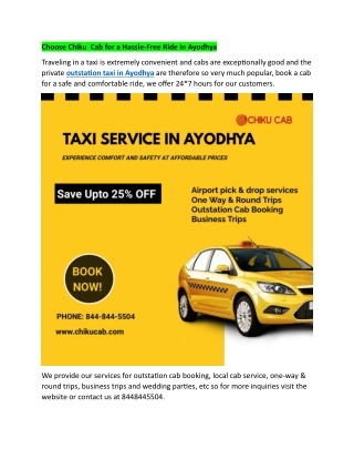 Choose Chiku  Cab for a Hassle