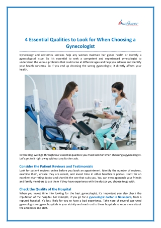 4 Essential Qualities to Look for When Choosing a Gynecologist
