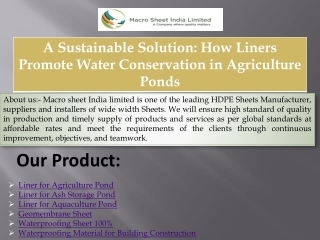 A Sustainable Solution How Liners Promote Water Conservation in Agriculture Ponds