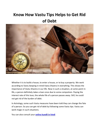 Know How Vastu Tips Helps to Get Rid of Debt