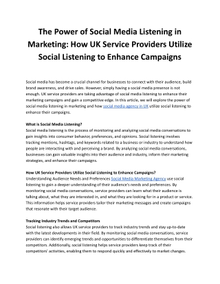 The Power of Social Media Listening in Marketing_ How UK Service Providers Utilize Social Listening to Enhance Campaigns