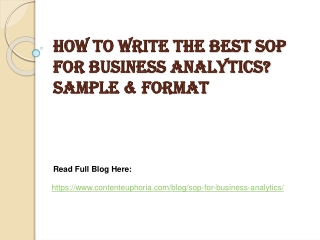 How to Write the Best SOP for Business Analytics? Sample & Format