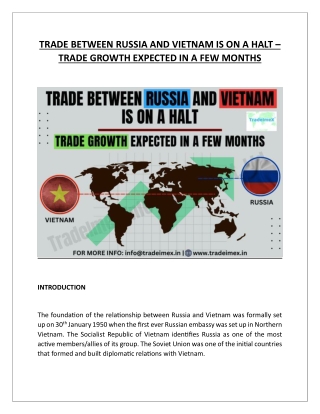 TRADE BETWEEN RUSSIA AND VIETNAM IS ON A HALT