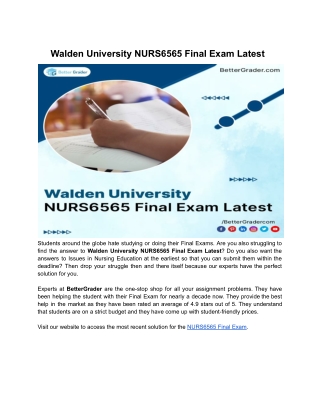 Walden University NURS6565 Final Exam Latest