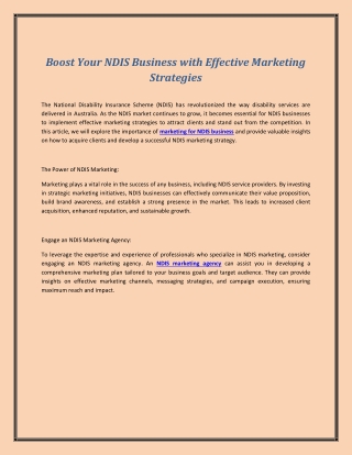 Boost Your NDIS Business with Effective Marketing Strategies